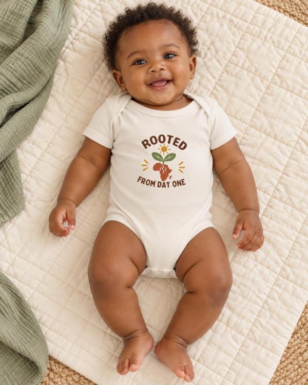 Rooted From Day One African Heritage Cotton Baby Bodysuit