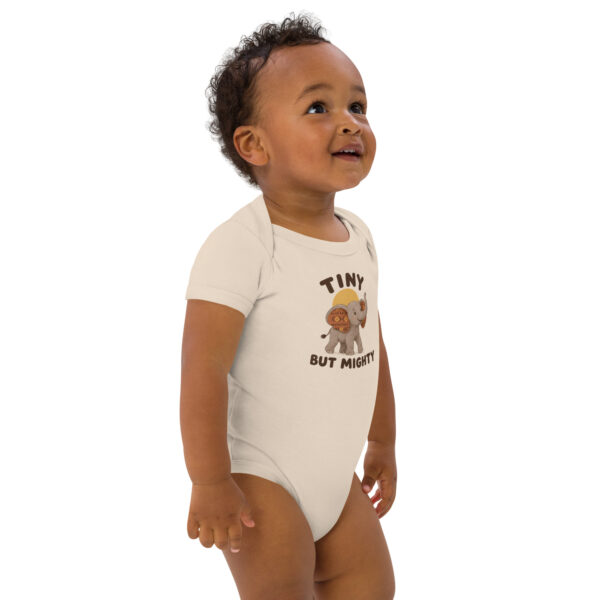 organic-cotton-baby-bodysuit-organic-natural-right-front-6ab6a41485df8.jpg Tiny but Mighty Elephant Baby Cotton Bodysuit